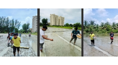 বন্যাকবলিত কৃষকদের সাহায্যার্থে নোবিপ্রবিতে ৪৫০ কেজি ধানের বীজ বপন